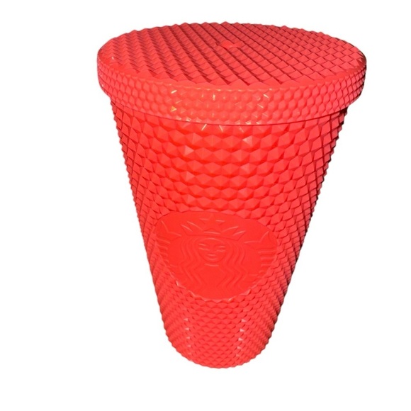 STARBUCKS Coral 16 oz. Textured Cold Coffee Cup No Straw EUC - Picture 3 of 7